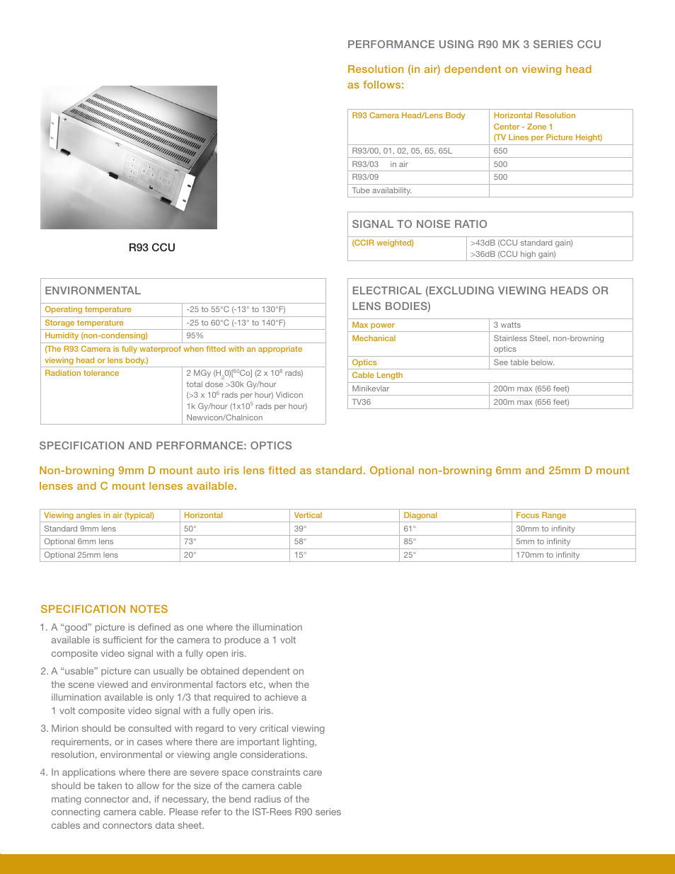 Signal to noise ratio, Environmental | Mirion Technologies R93 MK3 User Manual | Page 3 / 4