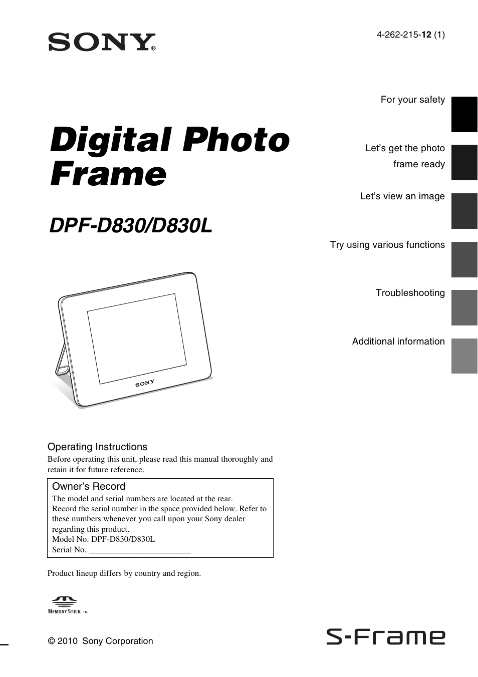 Sony DPF-D830 User Manual | 40 pages