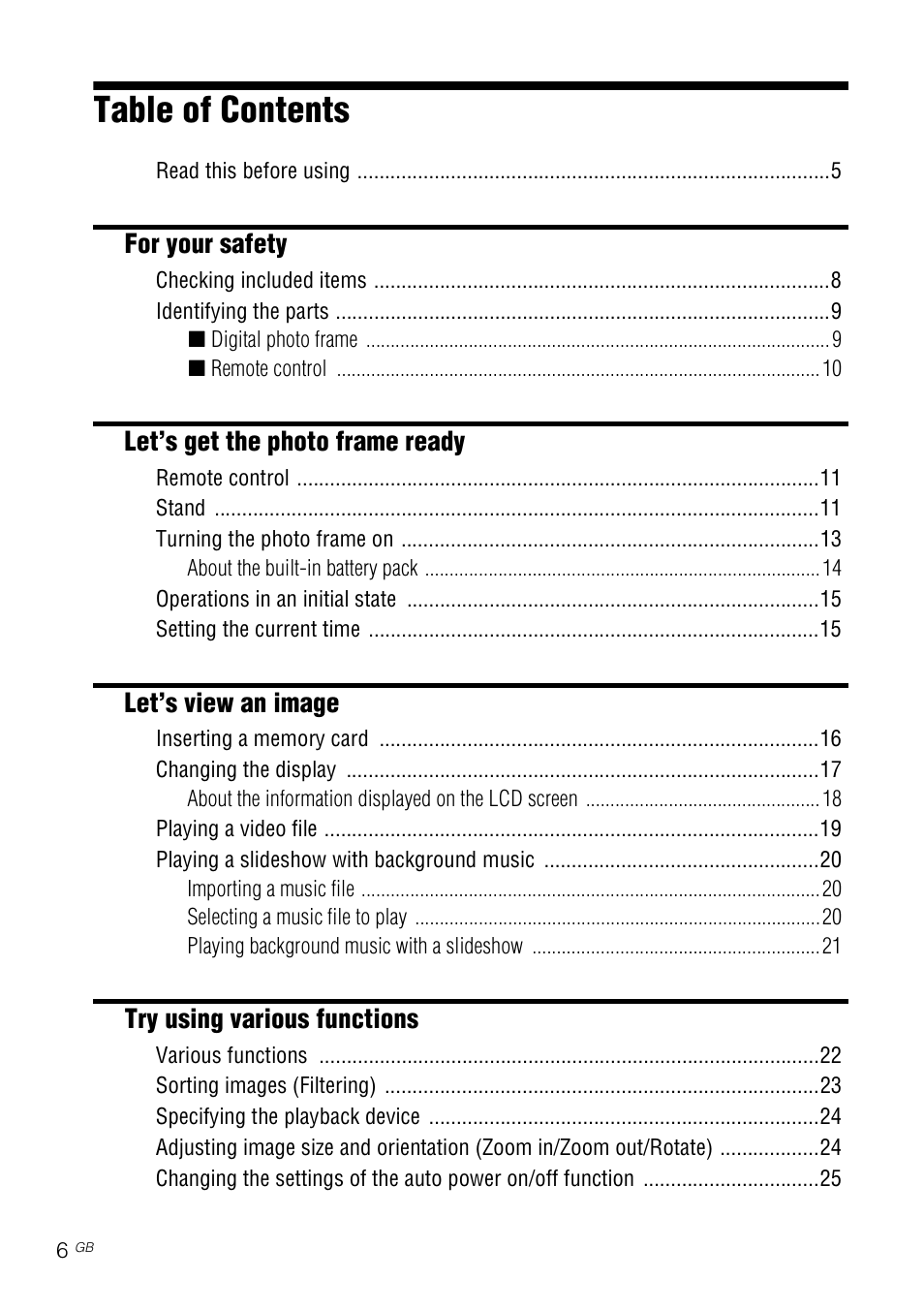 Sony DPF-D830 User Manual | Page 6 / 40