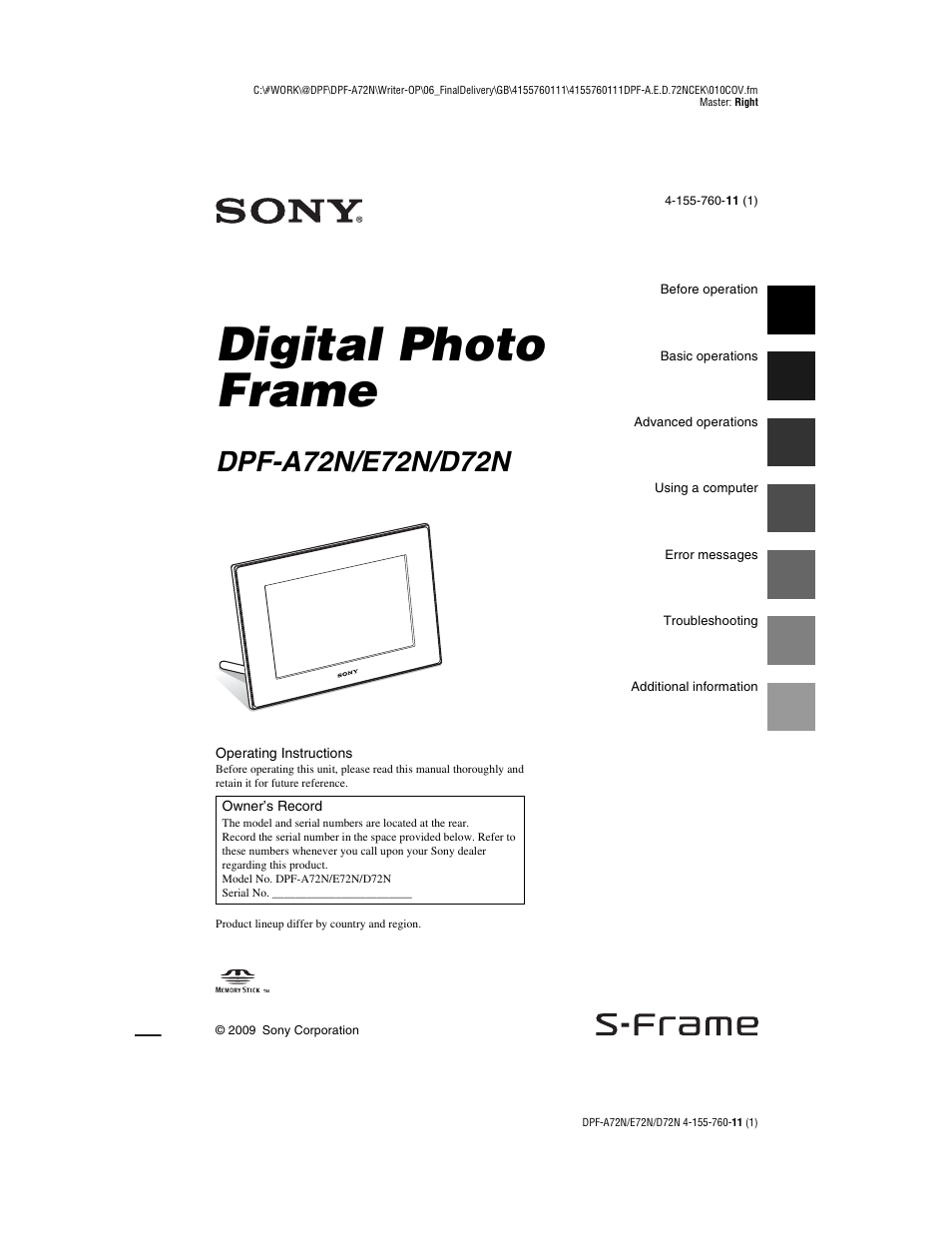 Sony DPF-D72N User Manual | 64 pages