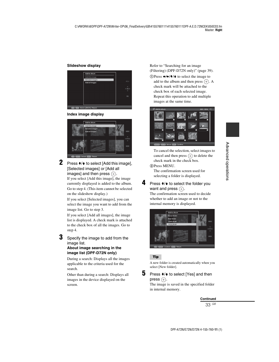 Sony DPF-D72N User Manual | Page 33 / 64