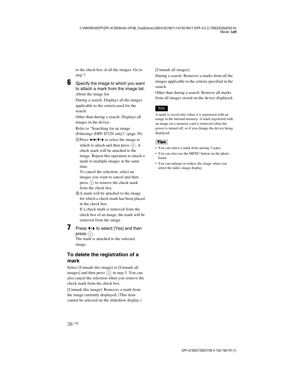 Sony DPF-D72N User Manual | Page 38 / 64