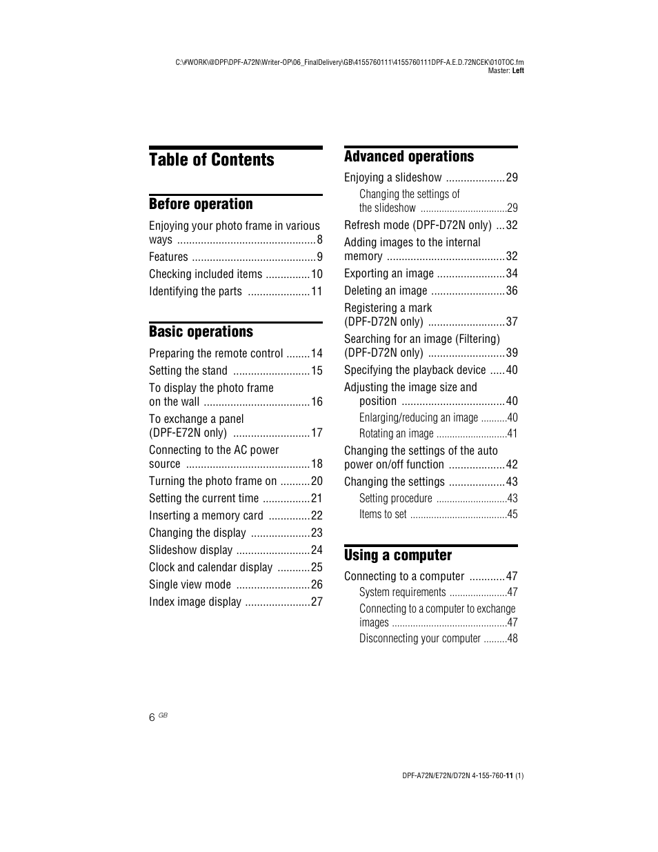 Sony DPF-D72N User Manual | Page 6 / 64