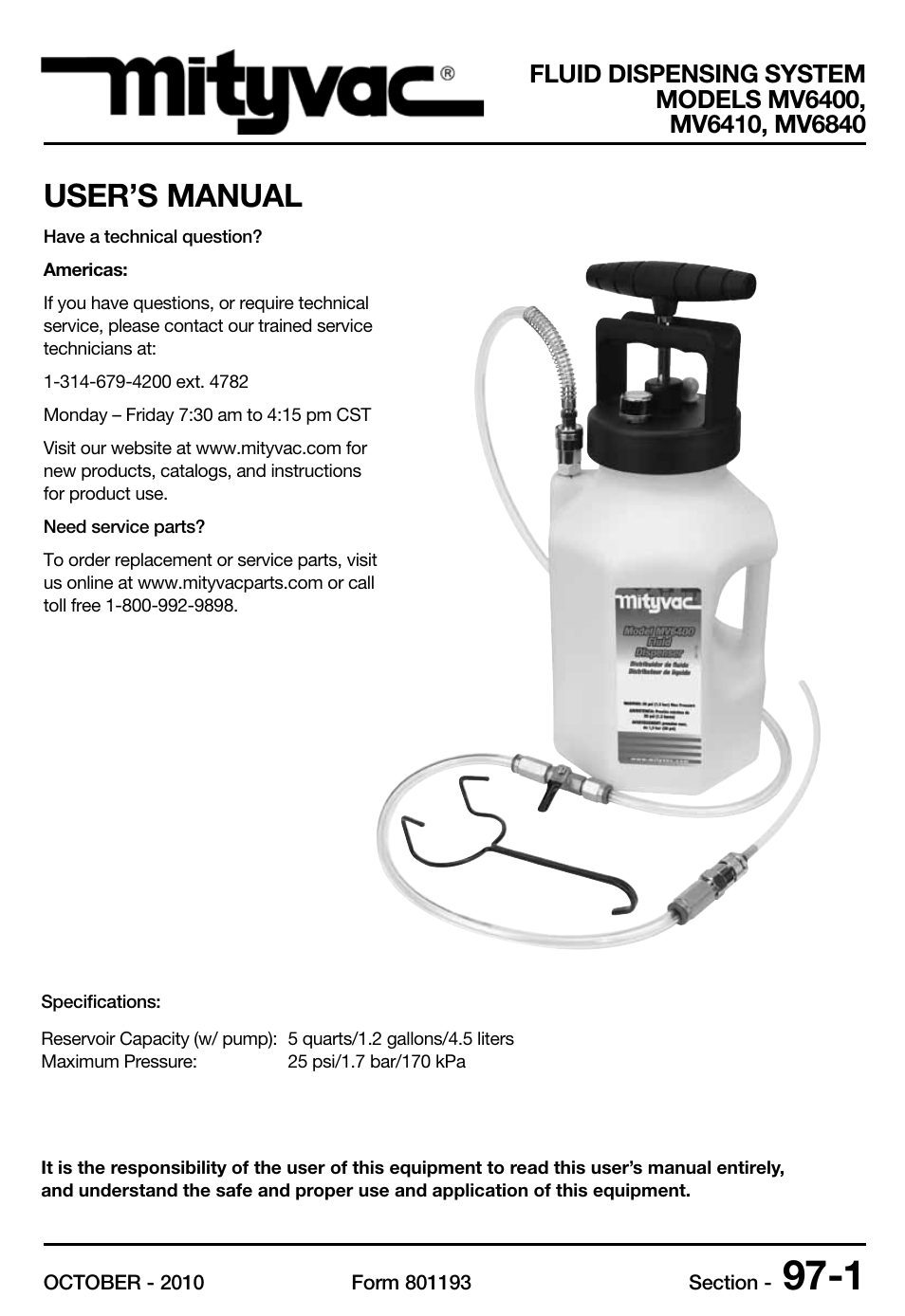 Mityvac MV6840 fluid dispensing system User Manual | 30 pages