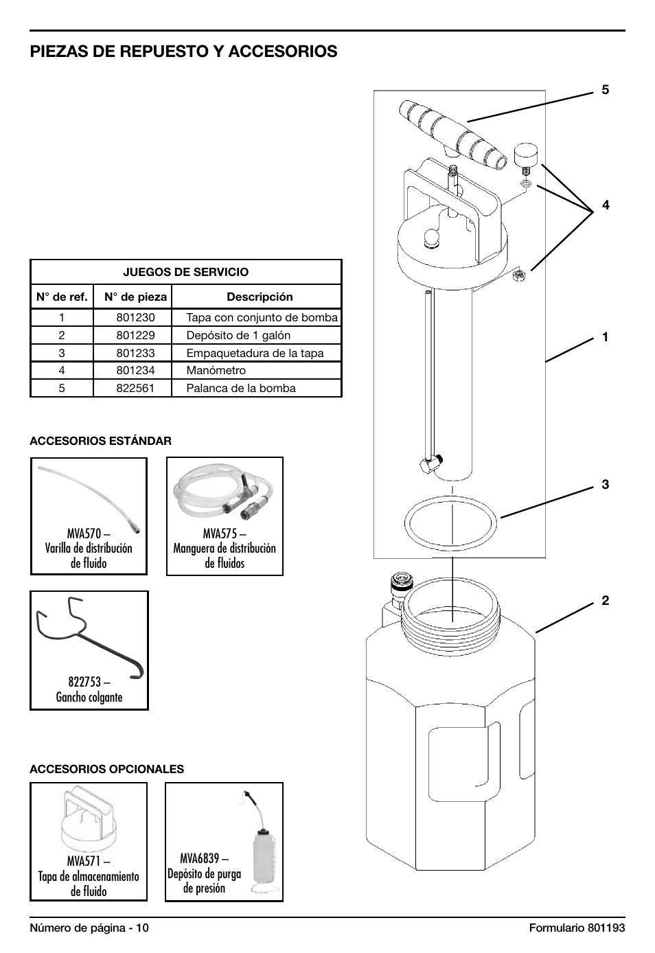 Piezas de repuesto y accesorios | Mityvac MV6840 fluid dispensing system User Manual | Page 10 / 30