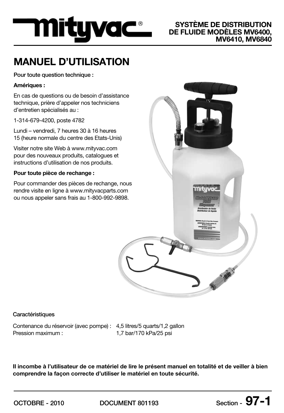 Manuel d’utilisation | Mityvac MV6840 fluid dispensing system User Manual | Page 15 / 30