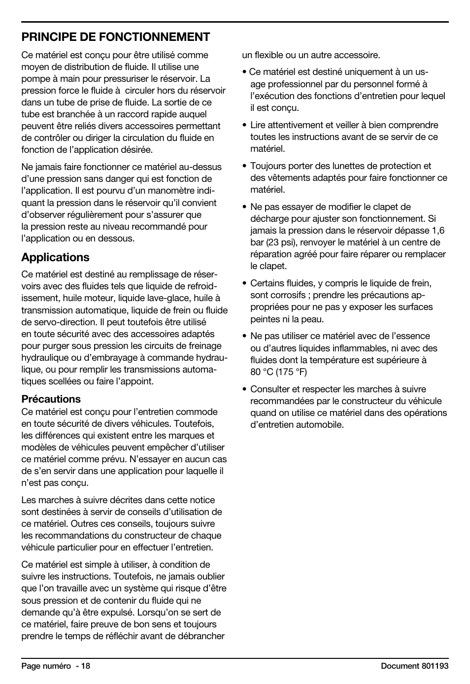 Applications, Principe de fonctionnement | Mityvac MV6840 fluid dispensing system User Manual | Page 18 / 30