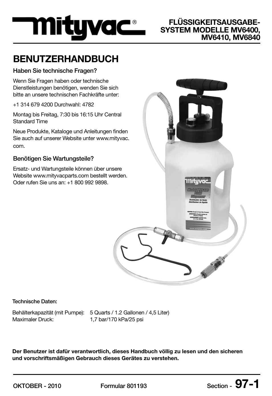 Benutzerhandbuch | Mityvac MV6840 fluid dispensing system User Manual | Page 22 / 30