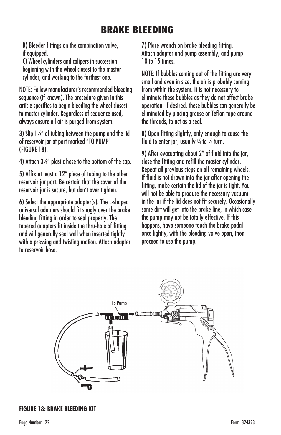 Brake bleeding | Mityvac MV8500 silverline elite aUtoMotive test kit User Manual | Page 22 / 76