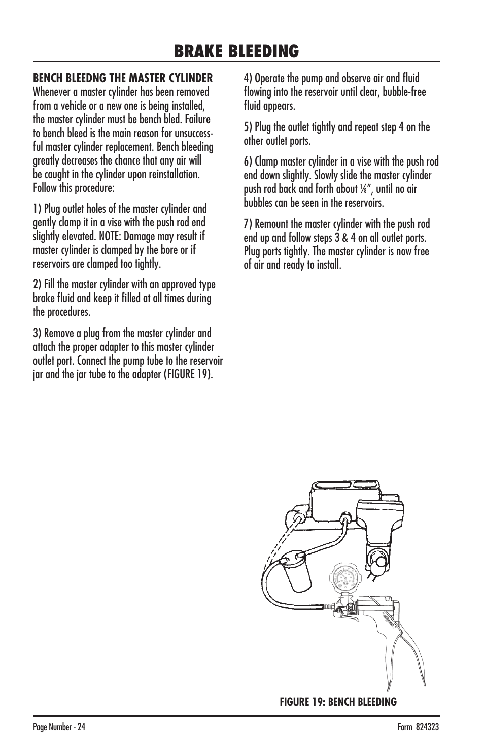 Brake bleeding | Mityvac MV8500 silverline elite aUtoMotive test kit User Manual | Page 24 / 76