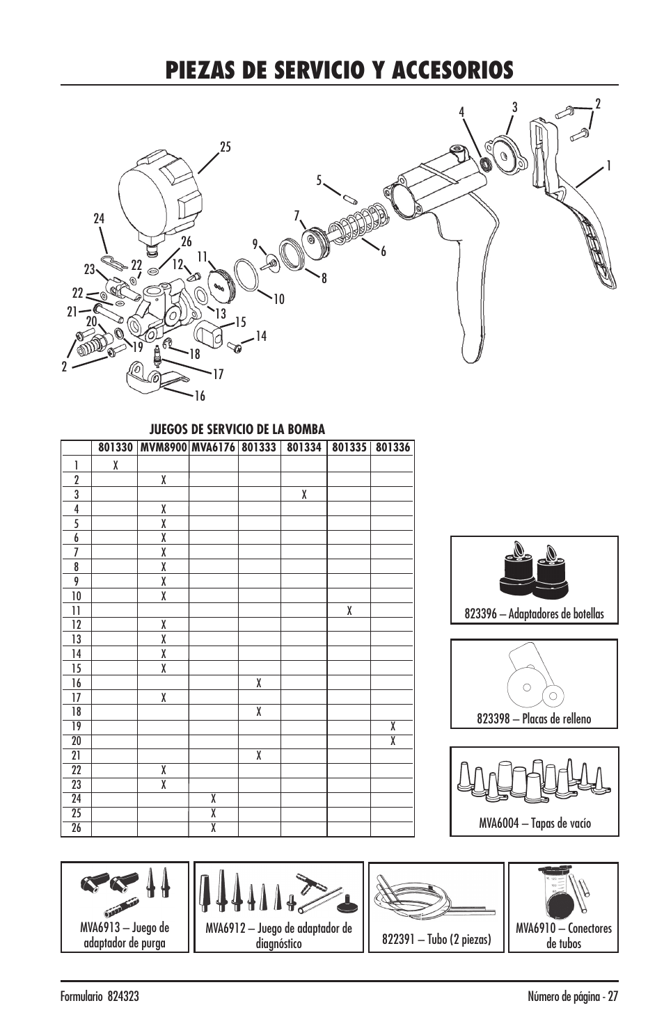 Piezas de servicio y accesorios | Mityvac MV8500 silverline elite aUtoMotive test kit User Manual | Page 27 / 76