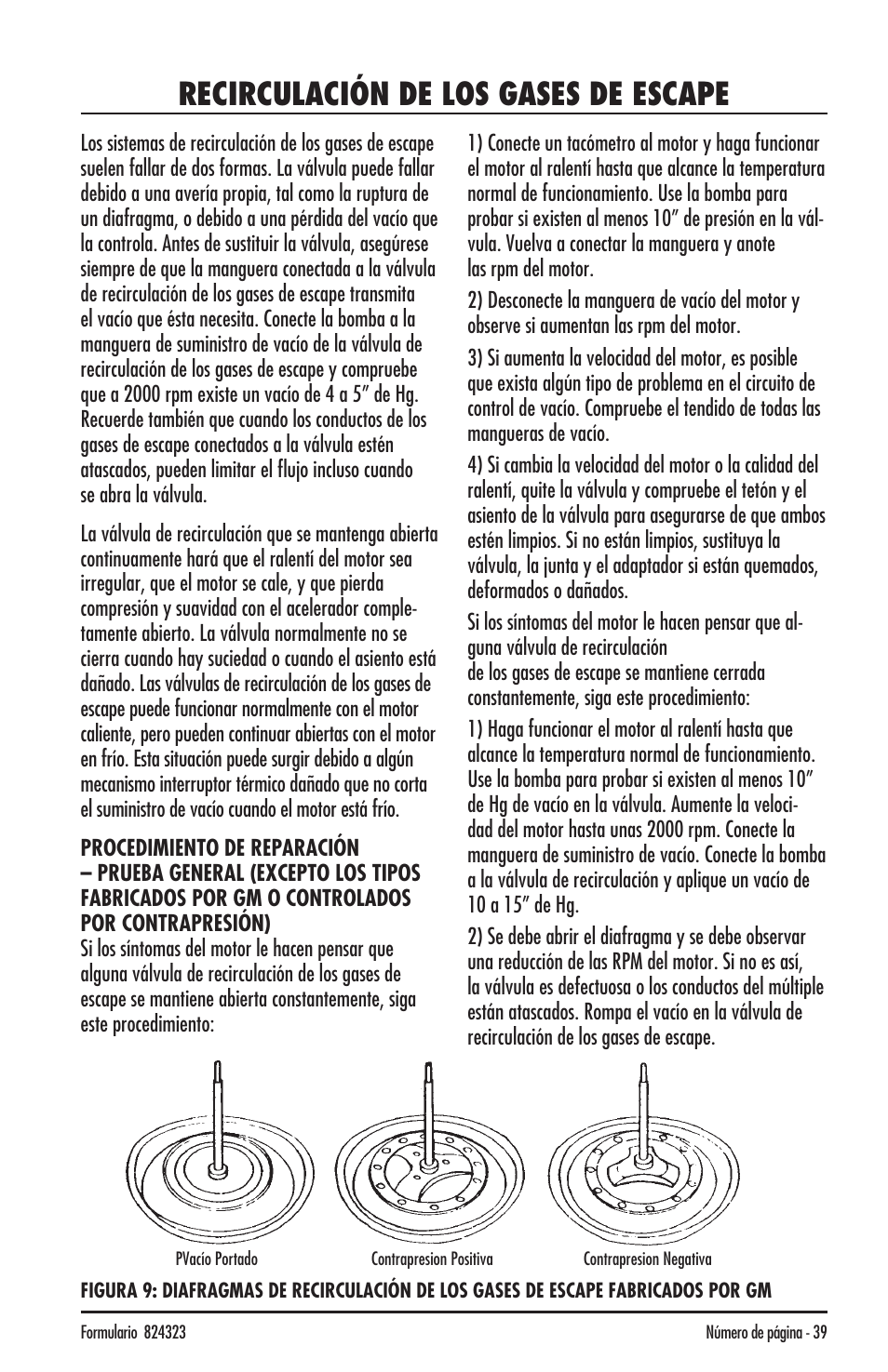 Recirculación de los gases de escape | Mityvac MV8500 silverline elite aUtoMotive test kit User Manual | Page 39 / 76