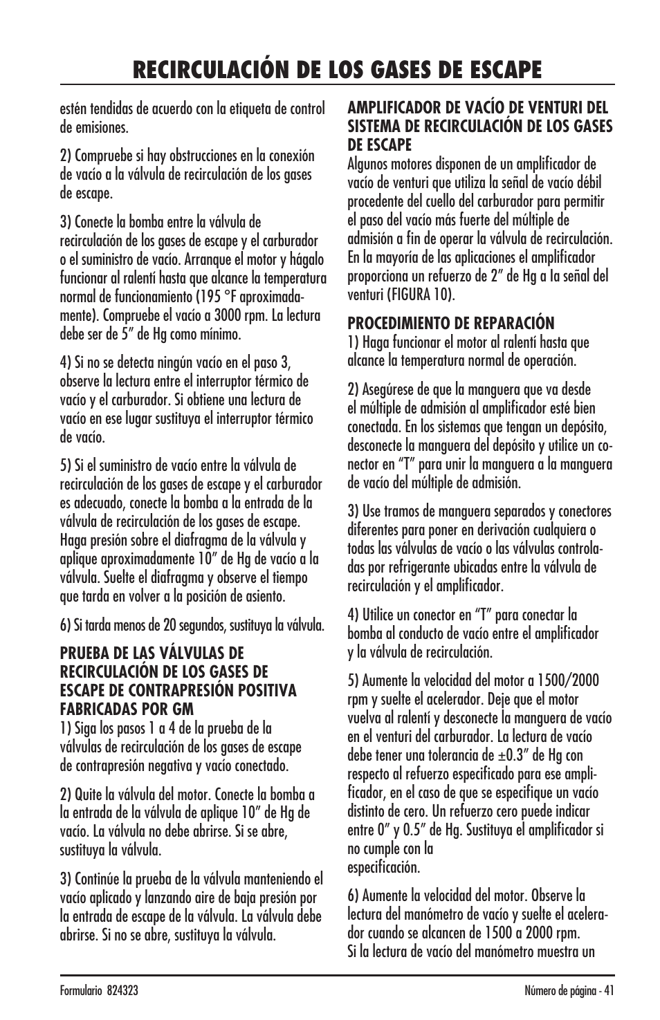 Recirculación de los gases de escape | Mityvac MV8500 silverline elite aUtoMotive test kit User Manual | Page 41 / 76