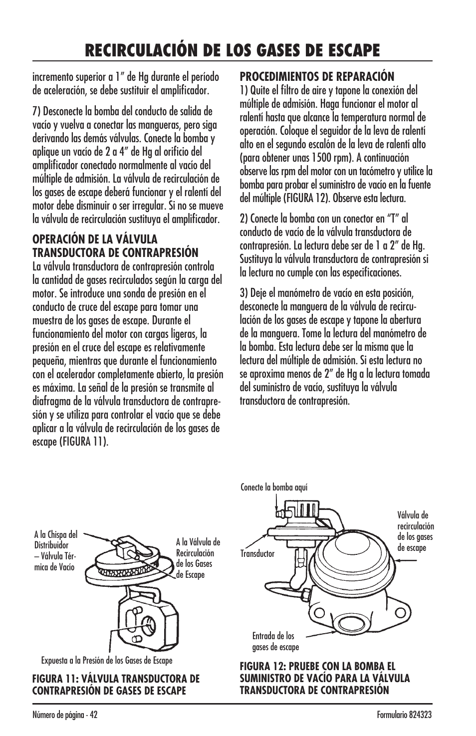 Recirculación de los gases de escape | Mityvac MV8500 silverline elite aUtoMotive test kit User Manual | Page 42 / 76