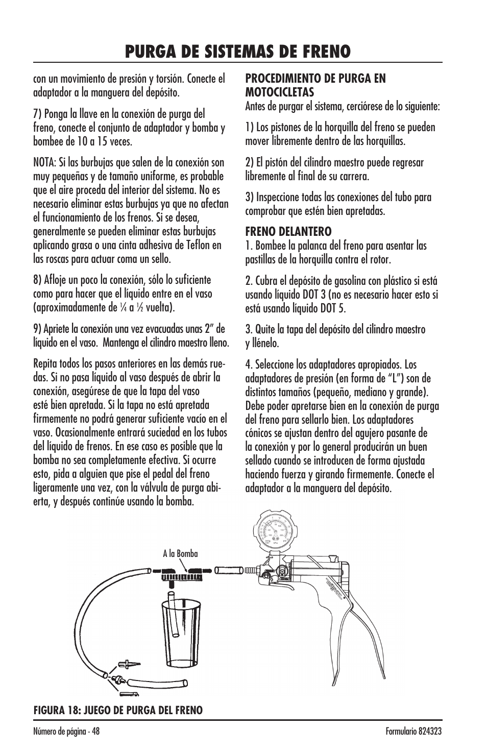 Purga de sistemas de freno | Mityvac MV8500 silverline elite aUtoMotive test kit User Manual | Page 48 / 76