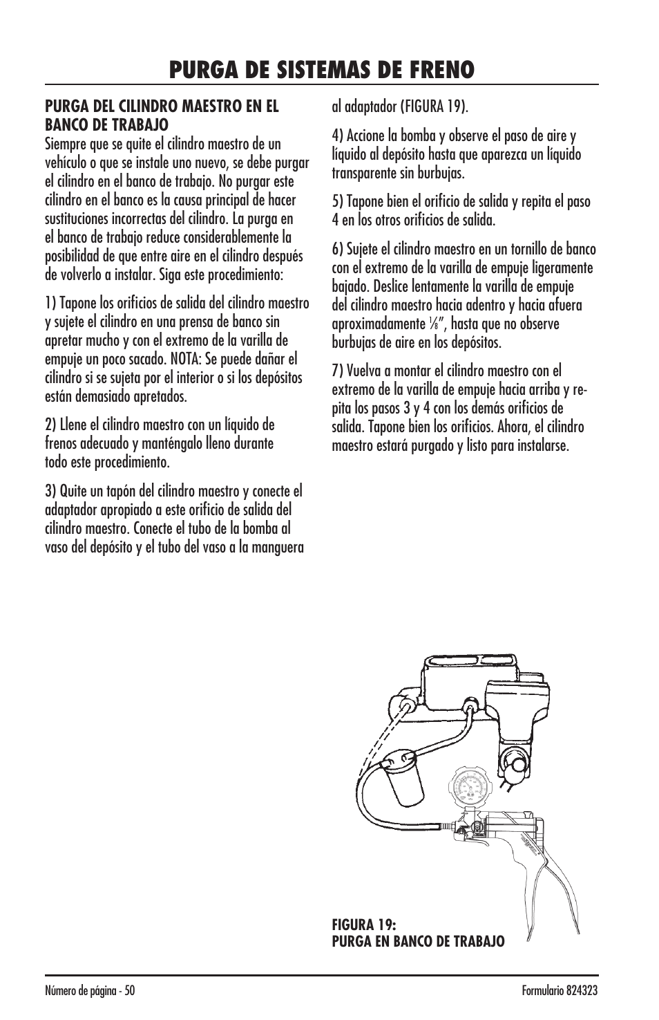 Purga de sistemas de freno | Mityvac MV8500 silverline elite aUtoMotive test kit User Manual | Page 50 / 76