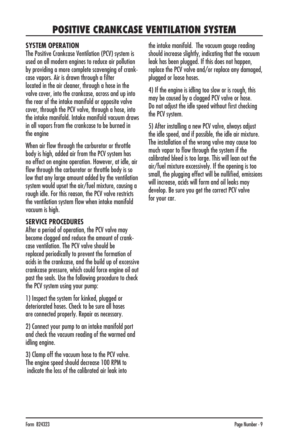 Positive crankcase ventilation system | Mityvac MV8500 silverline elite aUtoMotive test kit User Manual | Page 9 / 76