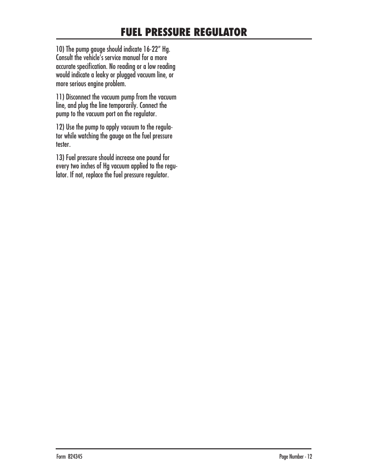 Fuel pressure regulator | Mityvac MV8000 AUTOMOTIVE TEST & BLEED KIT User Manual | Page 12 / 76