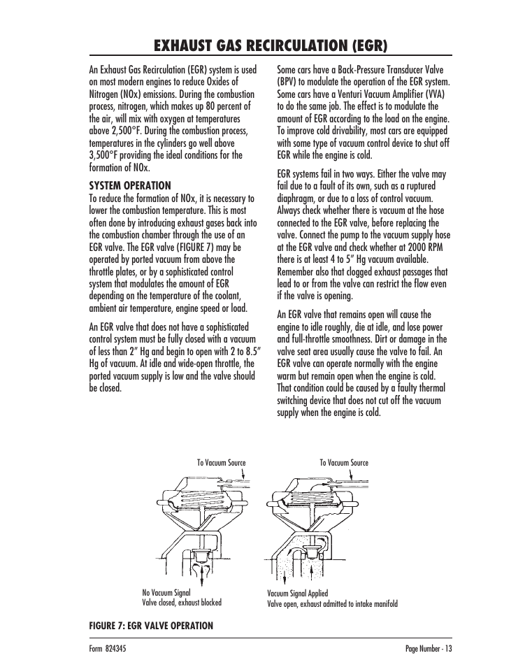 Exhaust gas recirculation (egr) | Mityvac MV8000 AUTOMOTIVE TEST & BLEED KIT User Manual | Page 13 / 76
