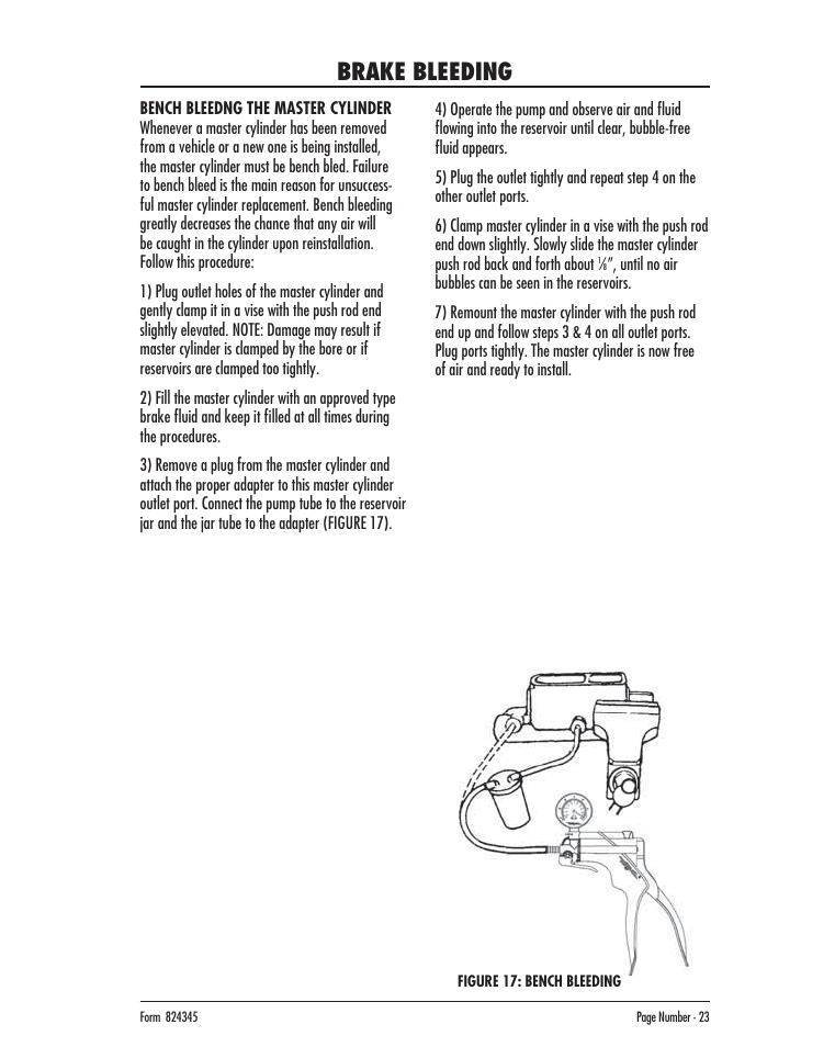 Brake bleeding | Mityvac MV8000 AUTOMOTIVE TEST & BLEED KIT User Manual | Page 23 / 76