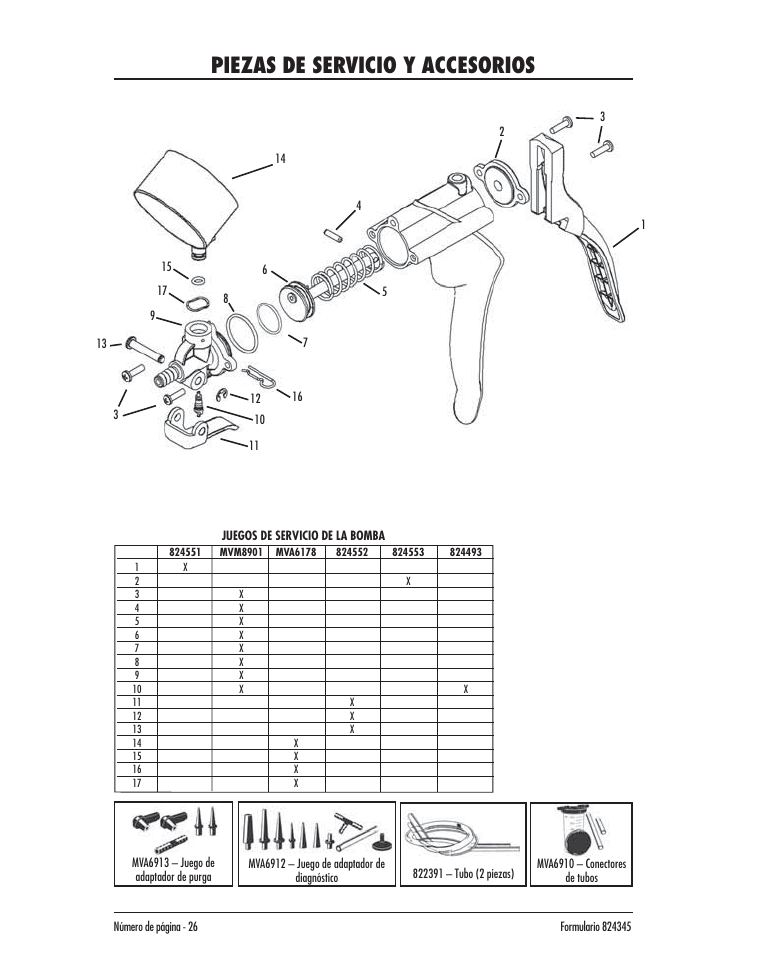 Piezas de servicio y accesorios | Mityvac MV8000 AUTOMOTIVE TEST & BLEED KIT User Manual | Page 26 / 76