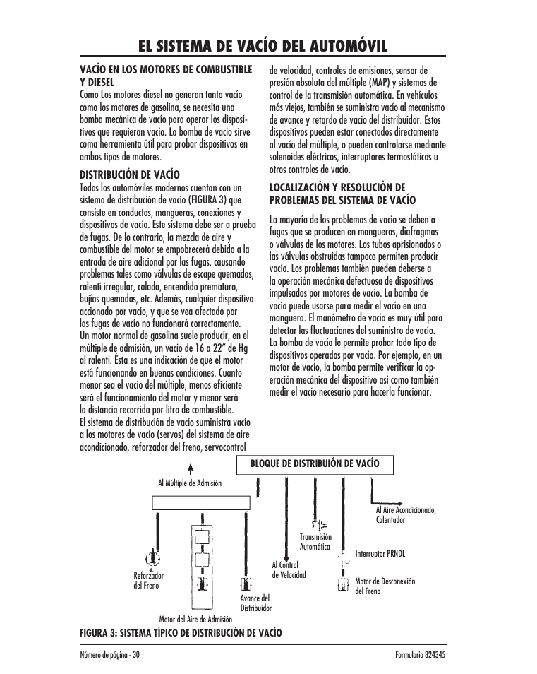 El sistema de vacío del automóvil | Mityvac MV8000 AUTOMOTIVE TEST & BLEED KIT User Manual | Page 30 / 76