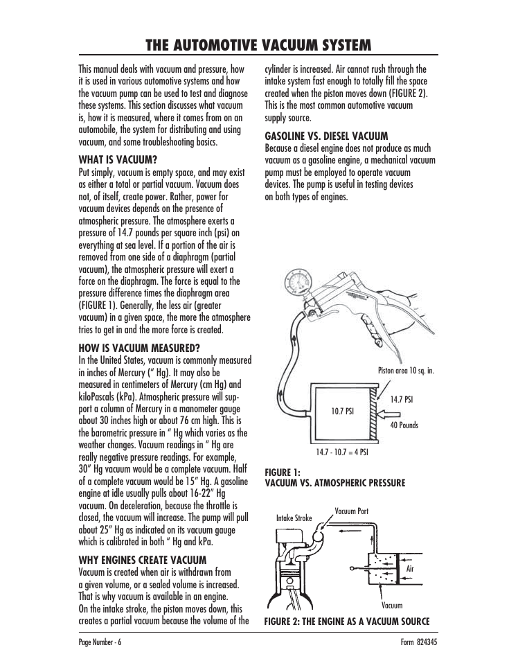 The automotive vacuum system | Mityvac MV8000 AUTOMOTIVE TEST & BLEED KIT User Manual | Page 6 / 76