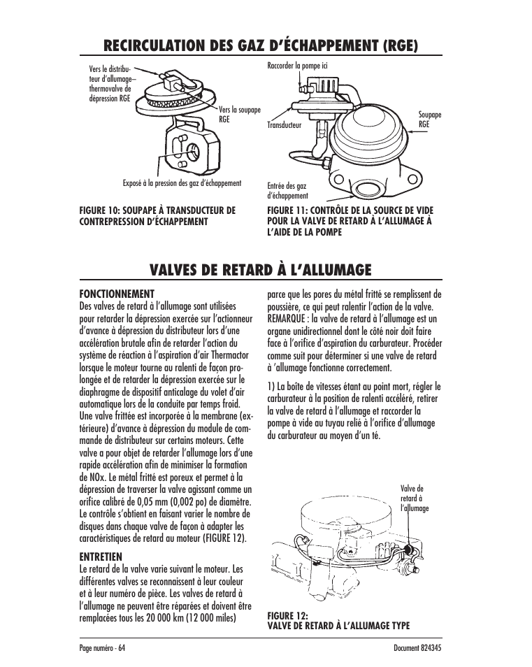 Recirculation des gaz d’échappement (rge), Valves de retard à l’allumage | Mityvac MV8000 AUTOMOTIVE TEST & BLEED KIT User Manual | Page 64 / 76