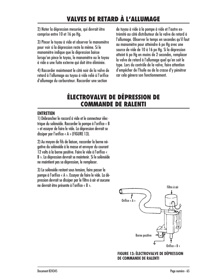 Valves de retard à l’allumage, Électrovalve de dépression de commande de ralenti | Mityvac MV8000 AUTOMOTIVE TEST & BLEED KIT User Manual | Page 65 / 76