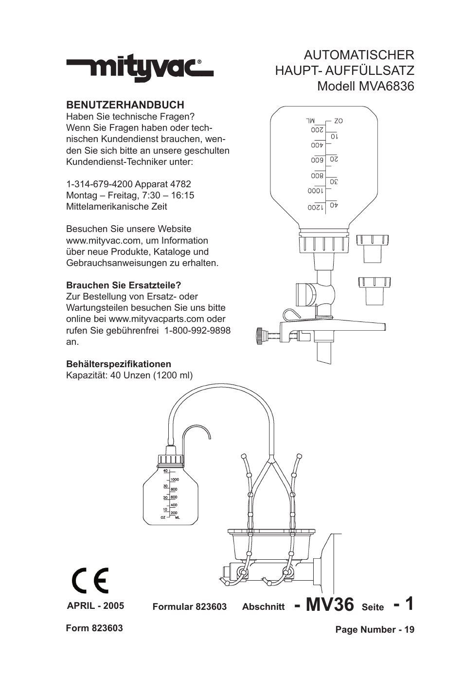 Mv36 - 1, Automatischer haupt- auffüllsatz modell mva6836 | Mityvac MVA6836 MASTER AUTO-REFILL KIT User Manual | Page 19 / 36