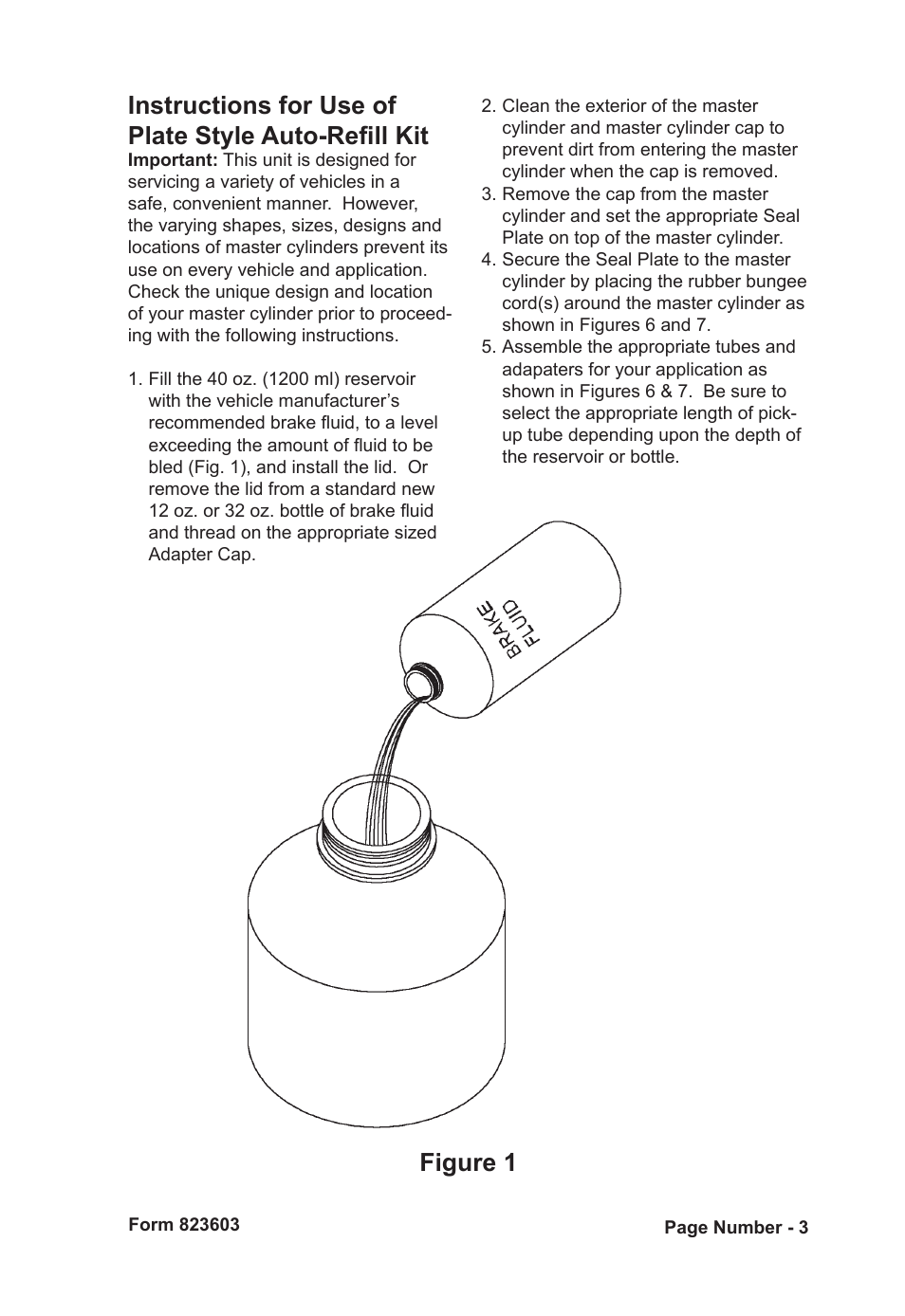 Instructions for use of plate style auto-reﬁll kit, Figure 1 | Mityvac MVA6836 MASTER AUTO-REFILL KIT User Manual | Page 3 / 36