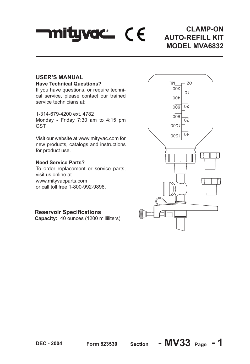 Mityvac MVA6832 CLAMP-ON AUTO-REFILL KIT User Manual | 32 pages