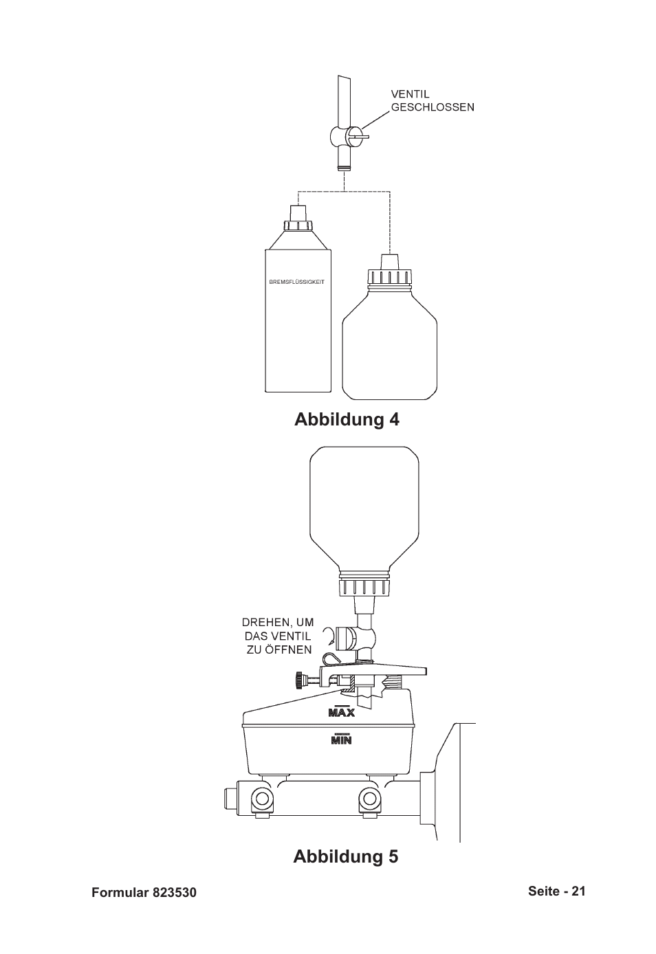 Abbildung 4 abbildung 5 | Mityvac MVA6832 CLAMP-ON AUTO-REFILL KIT User Manual | Page 21 / 32
