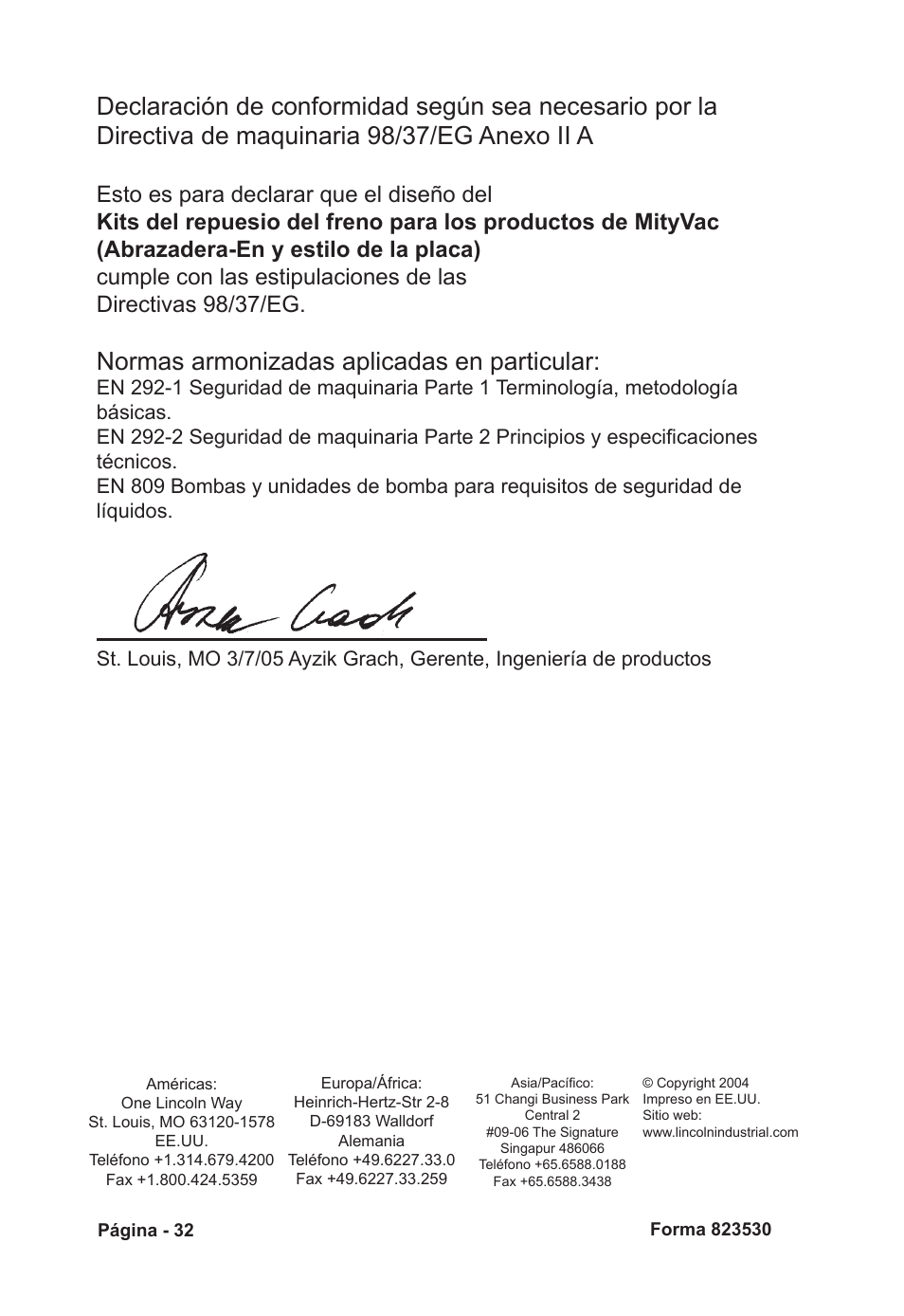 Normas armonizadas aplicadas en particular | Mityvac MVA6832 CLAMP-ON AUTO-REFILL KIT User Manual | Page 32 / 32