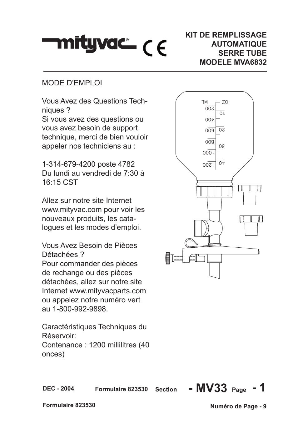 Mv33 - 1 | Mityvac MVA6832 CLAMP-ON AUTO-REFILL KIT User Manual | Page 9 / 32