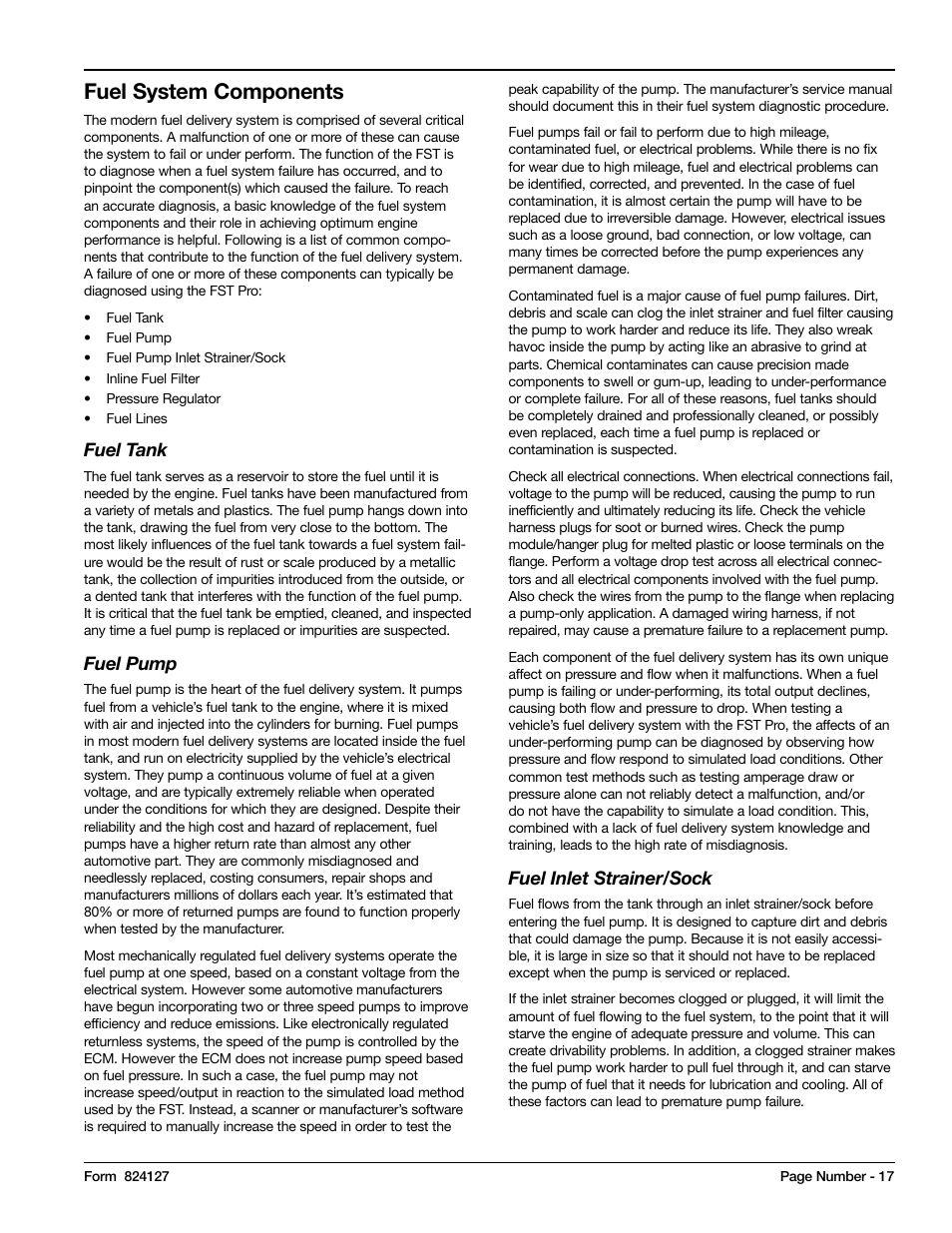 Fuel system components | Mityvac MV5545 FST PRO FUEL SYSTEM TESTER User Manual | Page 17 / 42