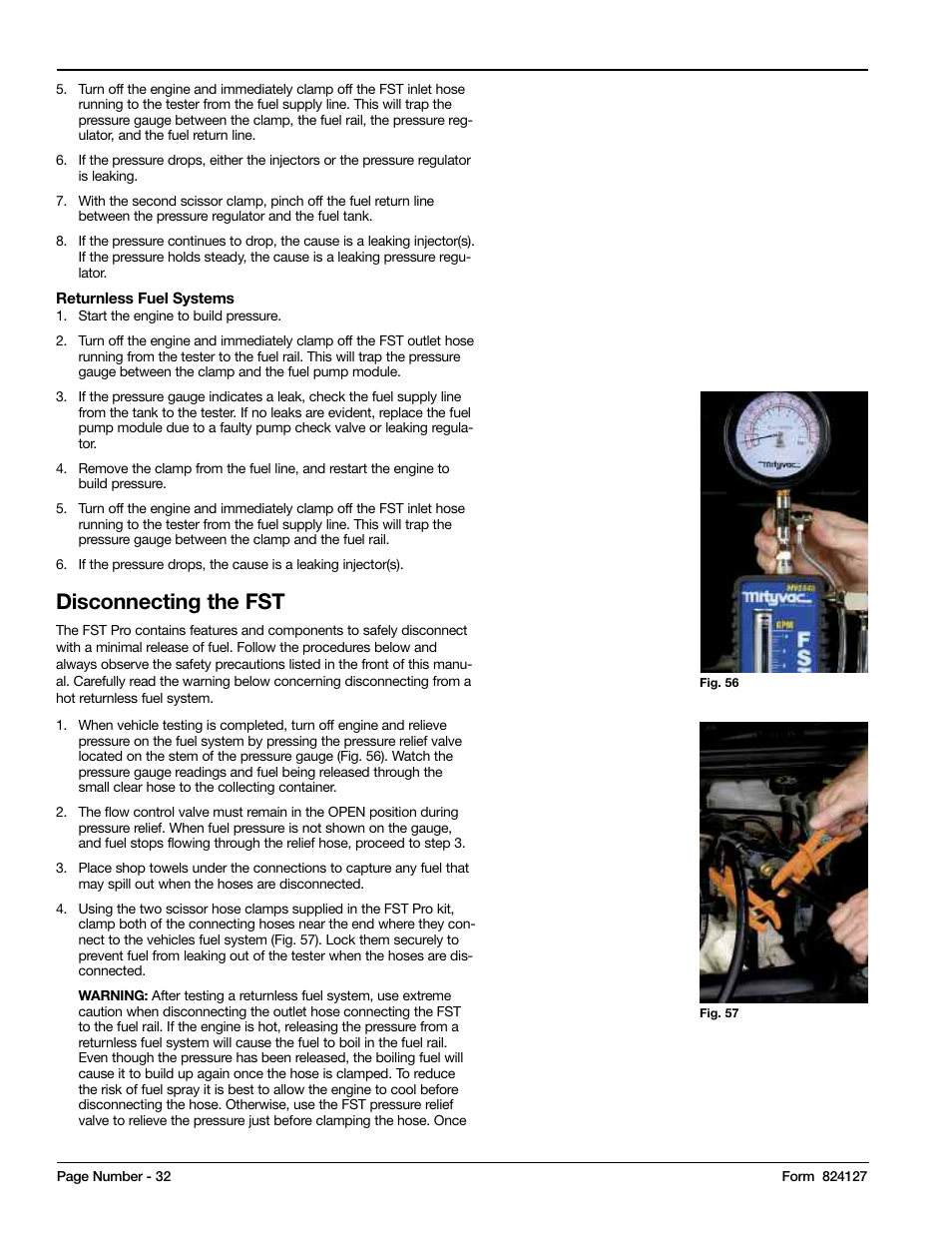 Disconnecting the fst | Mityvac MV5545 FST PRO FUEL SYSTEM TESTER User Manual | Page 32 / 42