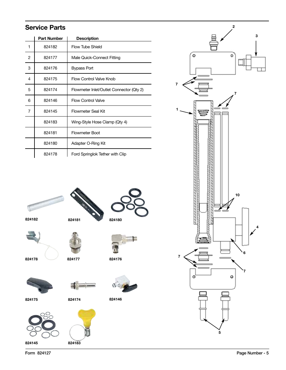 Service parts | Mityvac MV5545 FST PRO FUEL SYSTEM TESTER User Manual | Page 5 / 42
