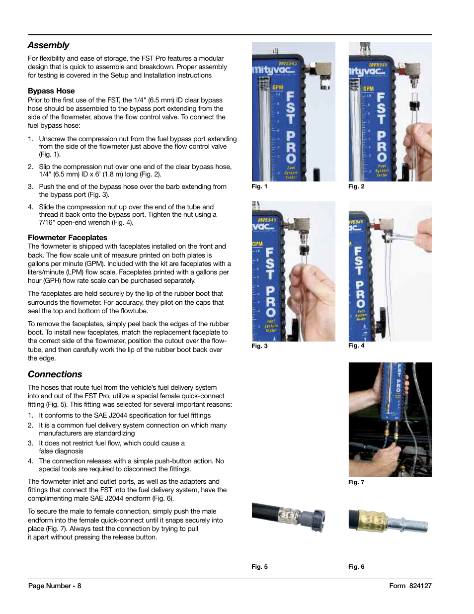 Assembly, Connections | Mityvac MV5545 FST PRO FUEL SYSTEM TESTER User Manual | Page 8 / 42