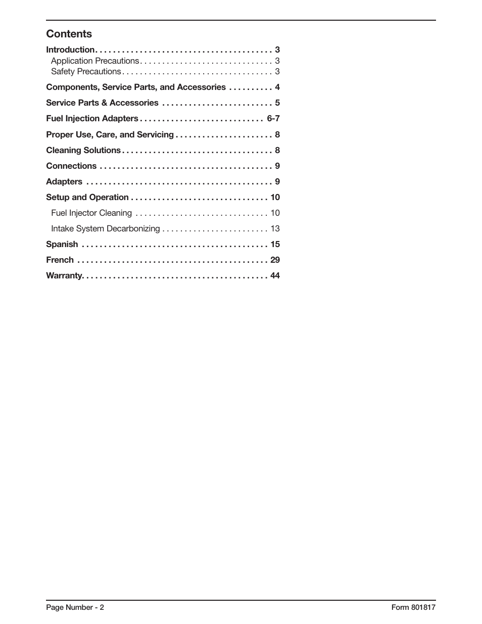 Mityvac MV5565 FUEL INJECTION CLEANER User Manual | Page 2 / 44