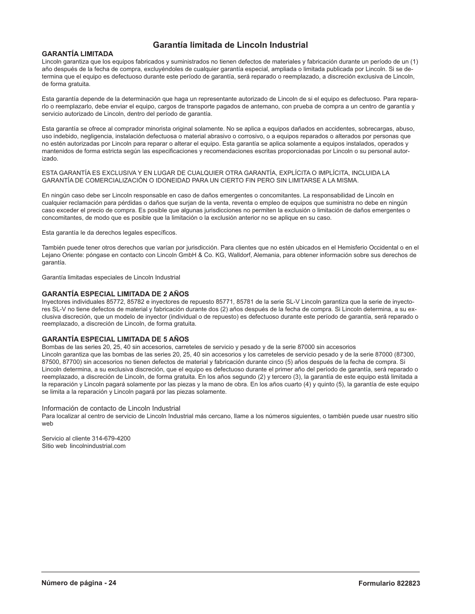 Garantía limitada de lincoln industrial | Mityvac 07201 FLUID EVACUATOR PLUS User Manual | Page 24 / 24