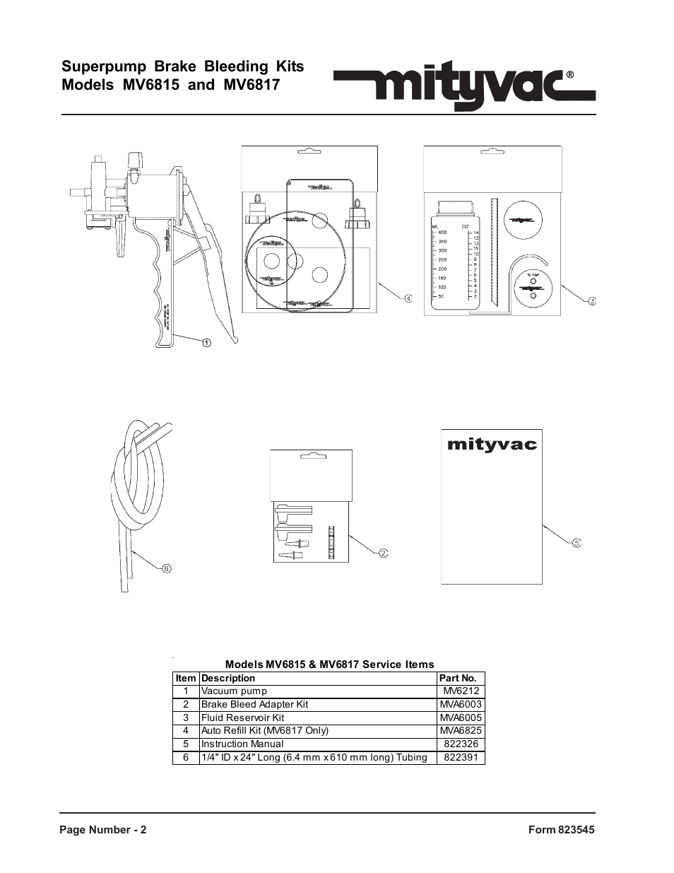 Mityvac MV6817 SUPERPUMP BRAKE BLEEDING KITS User Manual | Page 2 / 17