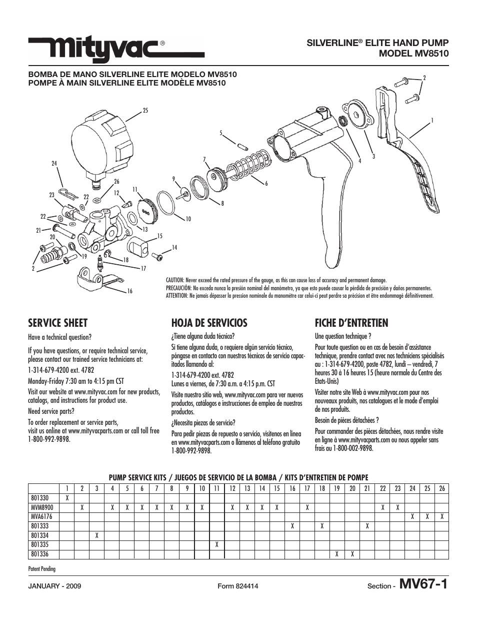 Mityvac MV8510 silverline elite hand pump User Manual | 2 pages