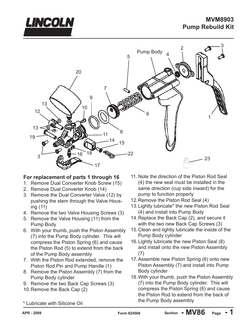 Mityvac MVM8903 Pump Rebuild Kit User Manual | 2 pages