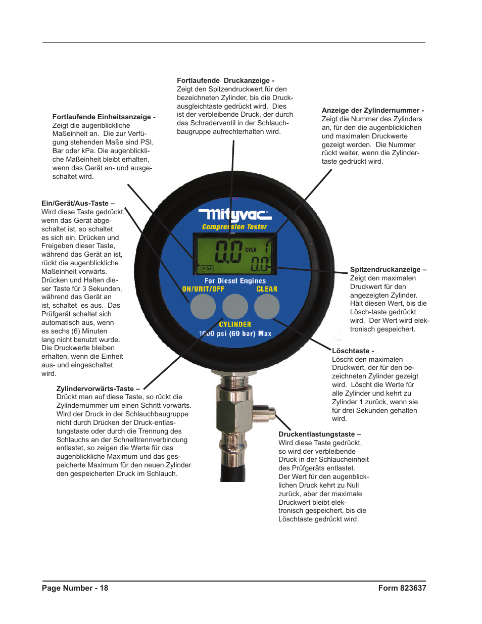 Mityvac MV5535 Digital Diesel Compression Test Kit User Manual | Page 18 / 28