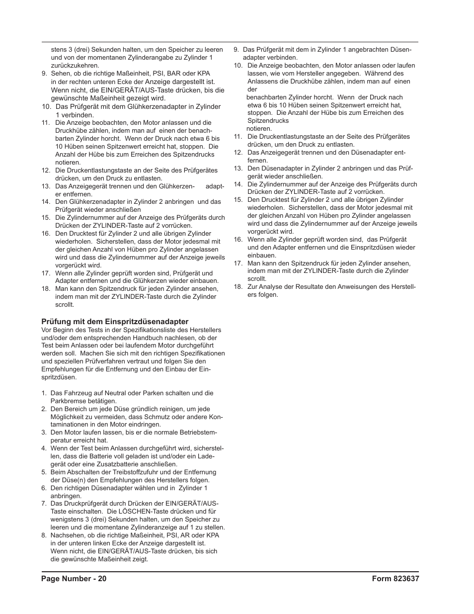 Mityvac MV5535 Digital Diesel Compression Test Kit User Manual | Page 20 / 28