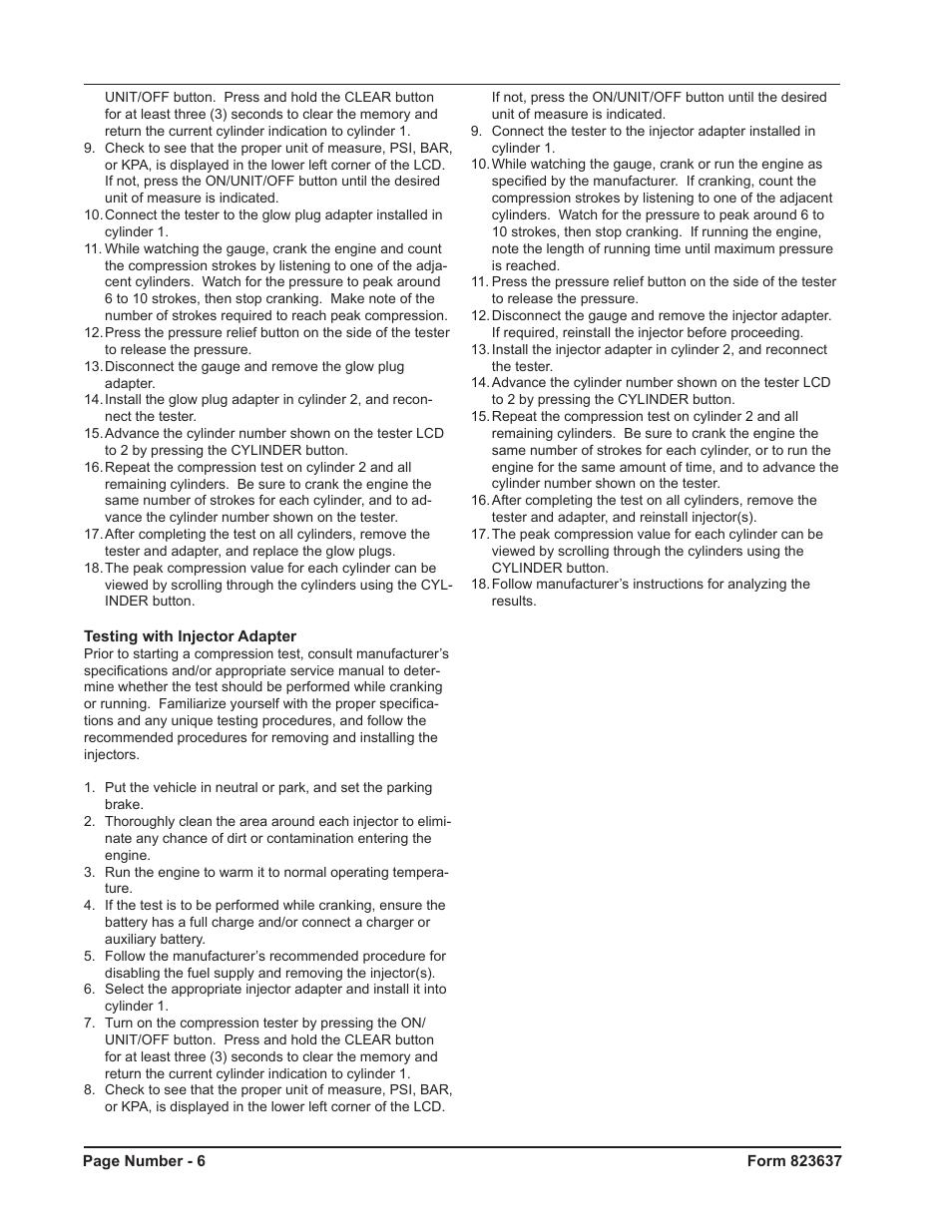 Mityvac MV5535 Digital Diesel Compression Test Kit User Manual | Page 6 / 28