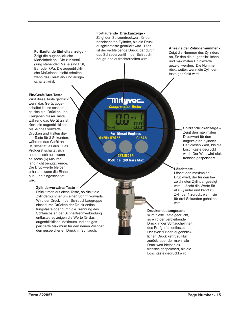 Mityvac MV5536 Digital Diesel Compression Tester User Manual | Page 15 / 24