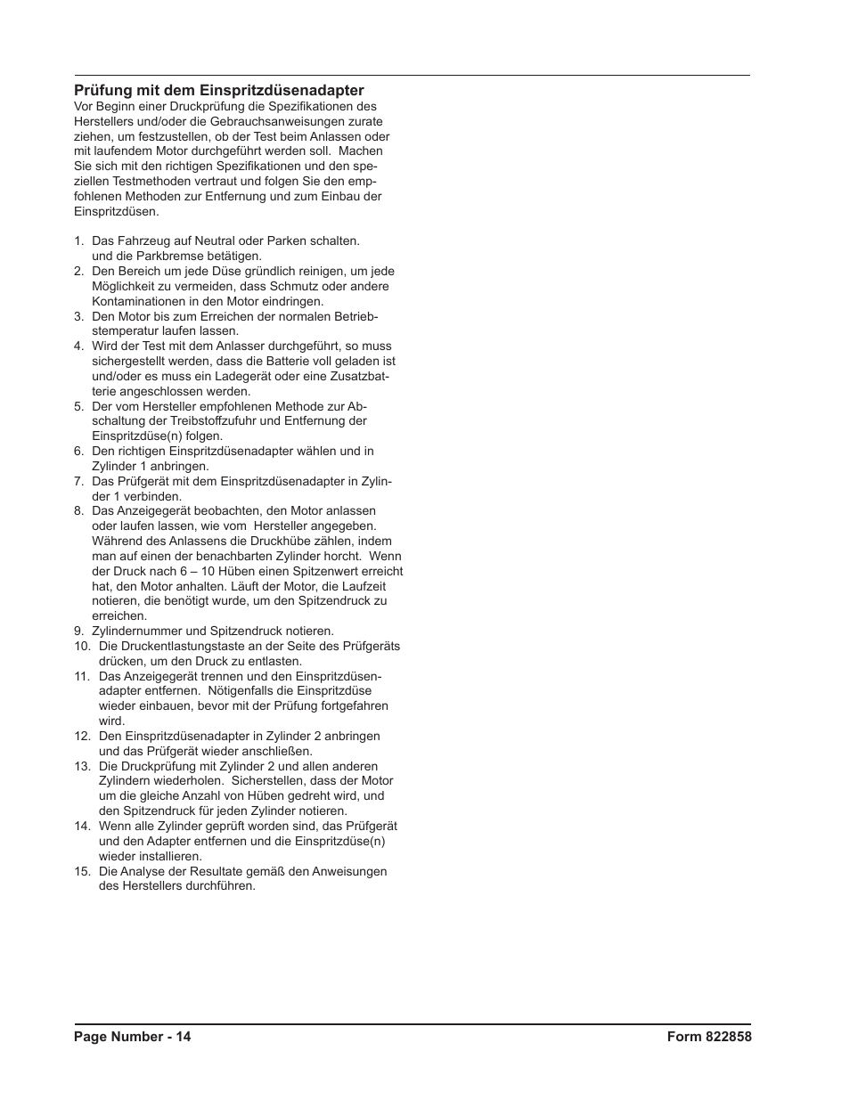 Mityvac MV5534 Analog Diesel Compression Tester User Manual | Page 14 / 20