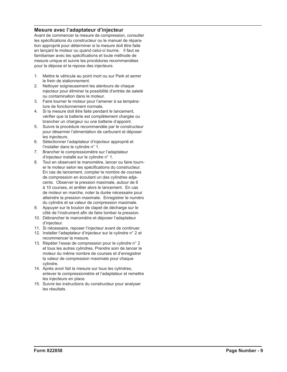 Mityvac MV5534 Analog Diesel Compression Tester User Manual | Page 9 / 20